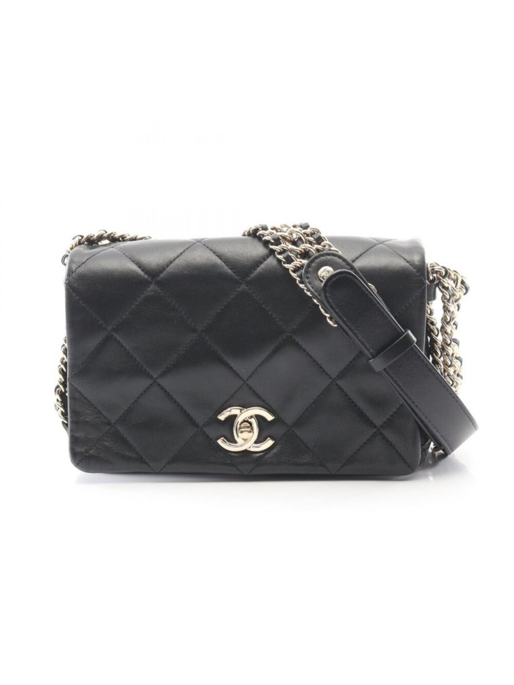 Chanel Shoulder Bag Quilted Black Lambskin Small